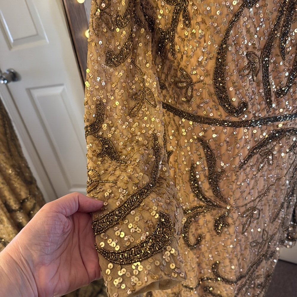 Mac Duggal Gold One Shoulder Dress - Picture 8 of 16
